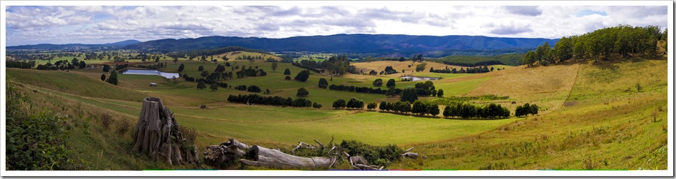 Beautiful farmland in the mountain valleys near Mount Victoria