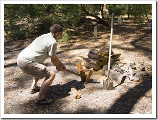 Greg chopping firewood