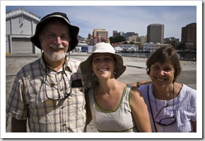 Greg, Lisa and Carol on the Hobart waterfront
