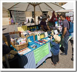 The Moon Pad lady and her stall at Salamanca Markets