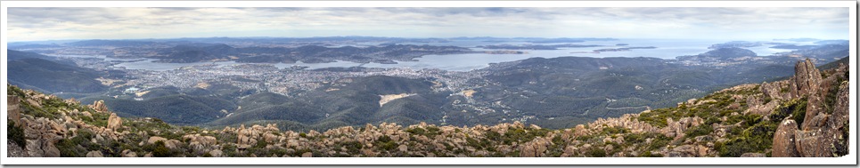 Panoramic view of Hobart from Mount Wellington