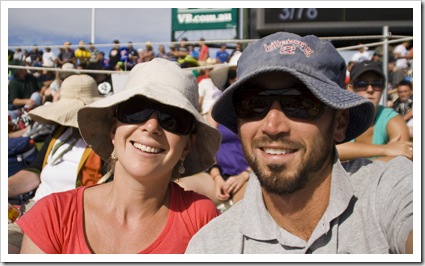 Sam and Lisa at the Twenty20 cricket at Bellerive Oval