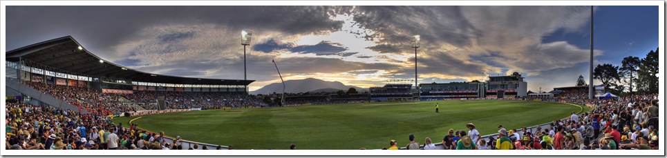 An amazing sunset at the Twenty20 cricket at Bellerive Oval