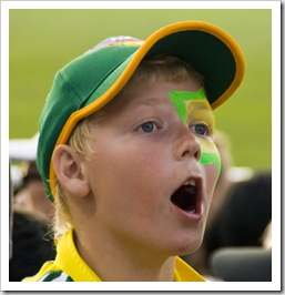An excitable young spectator at the Twenty20