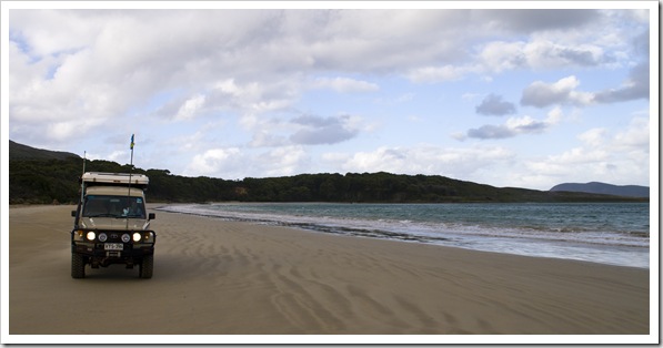 The Tank on the beach at Cloudy Bay after the storm