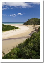 The view of Tidal River and Normans Beach on the Pillar Point walk