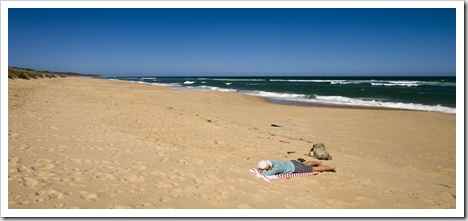 Lisa enjoying some quiet time at East Beach