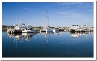 Mirror-like water in the morning at Lakes Entrance