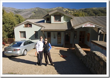 Abi and Lisa out front of Lhotsky Apartments