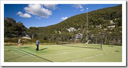 Abi, Lisa and Will having a hit of tennis