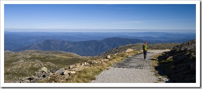 Lisa on top of the world near the peak of Mount Kosciuszko