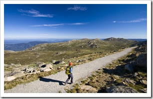 Lisa on top of the world near the peak of Mount Kosciuszko