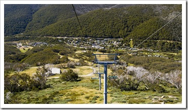 Riding the chairlift down to Thredbo village