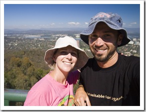 Lisa and Sam on top of Mount Ainslie