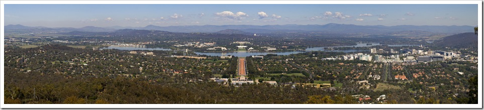 Canberra from the top of Mount Ainslie