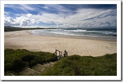 The beach in front of our campsite at Lake Arragan in Yuraygir National Park