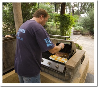 Andrew cooking up a storm for breakfast