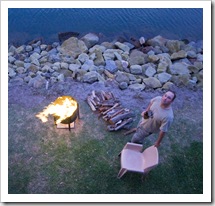 Jarrid enjoying the fire at Lake Conjola