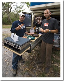 Cleaning Balmain Bugs and King Prawns at Aragunnu in Mimosa Rocks National Park