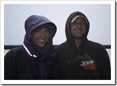 Jacque and Jarrid braving the wet at Fitzroy Falls