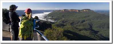 Jarrid, Lisa and Jacque at Echo Point in the Blue Mountains National Park