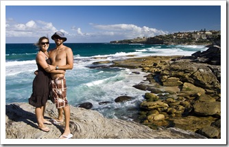 Sam and Lisa near Tamarama Beach on the walk between Bondi and Bronte