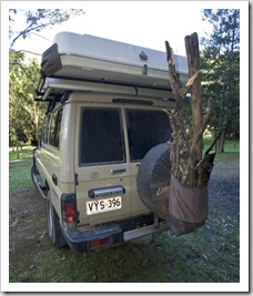 Full of wood at the Gloucester River campsite