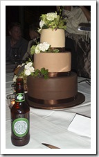 The wedding cake: caramel and Kaluha chocolate mud cake