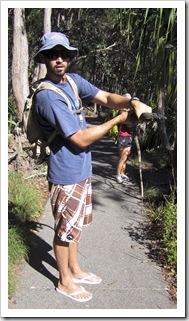 Sam with a sizeable Gould's Monitor in Noosa National Park