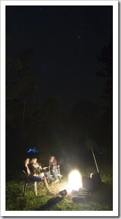Lisa, Sam and Gina enjoying an amazing starry night by the fire in Mebbin National Park