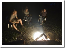 Lisa, Sam and Gina enjoying an amazing starry night by the fire in Mebbin National Park