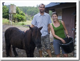 Branell Homestead: Sam and Lisa with Angel the miniature pony