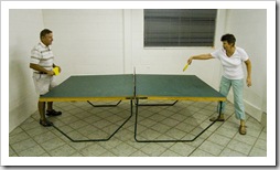 Steve and Jenni playing table tennis