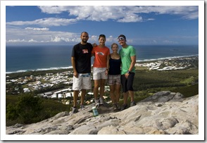 Sam, Lisa, Cheryl and Chris at the top of Mount Coolum