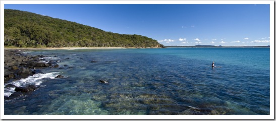 Randy waiting for a wave at Tea Tree Bay