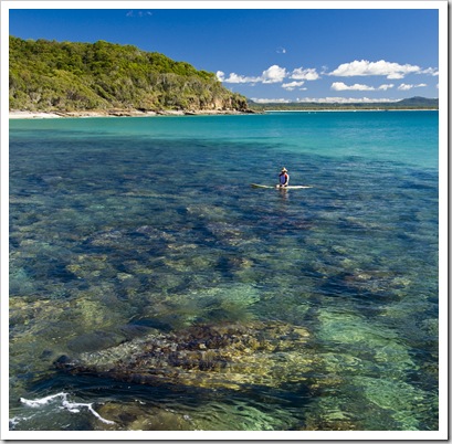 Randy waiting for a wave at Tea Tree Bay