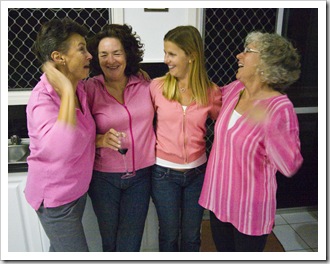Jenni, Ali, Lisa and Gail all in pink