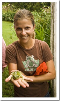Lisa with a Green Tree Frog
