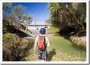 Chris wading the stunning waters of Eli Creek