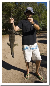 Sam with a Lace Monitor at Dundubara 