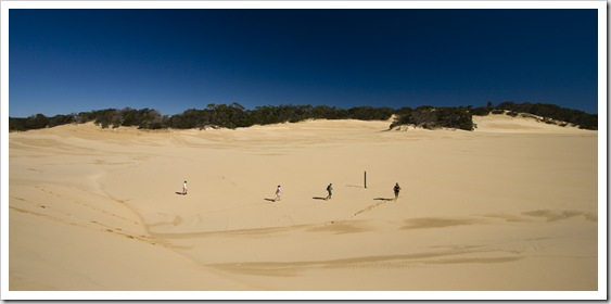 Lisa, Chris, Sarah and James on the vast expanse of the Wungul Sandblow