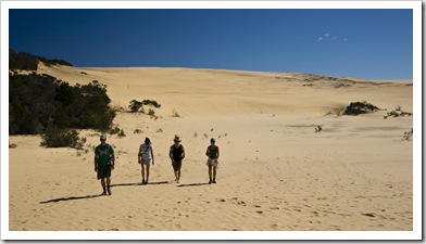 Lisa, Chris, Sarah and James on the vast expanse of the Wungul Sandblow