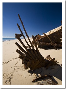 Remnants of vehicles at Sandy Cape