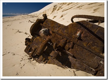 An old engine block rusting away at Sandy Cape