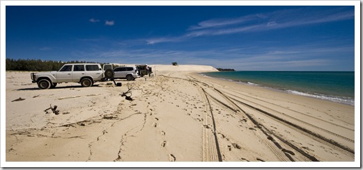 Relaxing in our own world at Sandy Cape