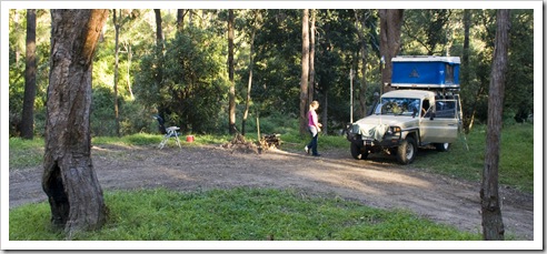 Camping at The Diggings alongside Broken River