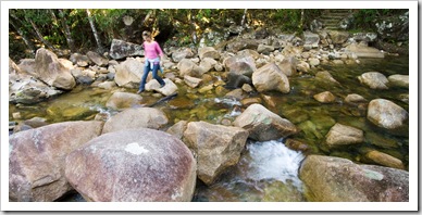 Lisa negotiating one of the creek crossings along Finch Hatton Gorge