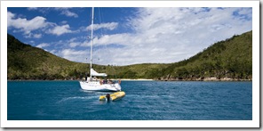 A yacht in for lunch at Border Island