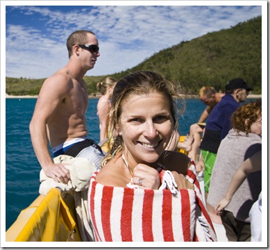 Lisa after snorkeling on the reef at Border Island