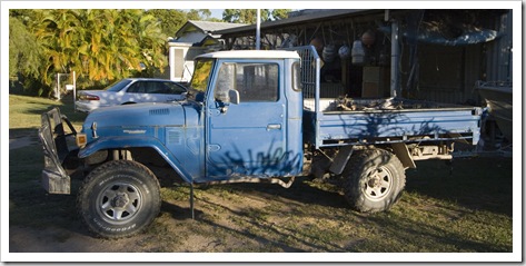 A cool old FJ at one of the beach shacks in Toomulla